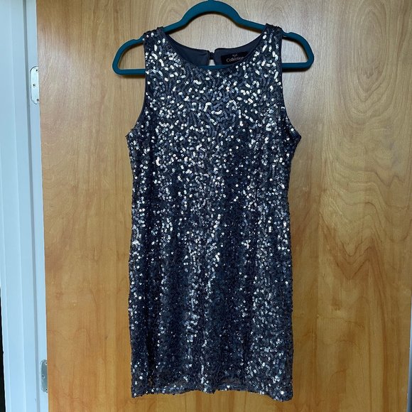 Steel Gray Sequin Mini Dress - Picture 1 of 4